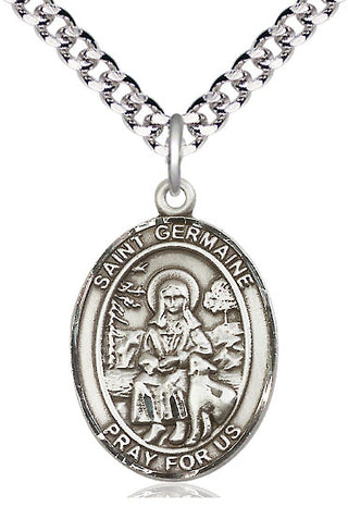 Sterling Silver Saint Germaine Cousin Medal Catholic Jewelry Engraved Catholic Saint Jewelry