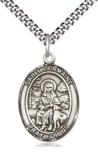 Sterling Silver Saint Germaine Cousin Medal Catholic Jewelry Engraved Catholic Saint Jewelry