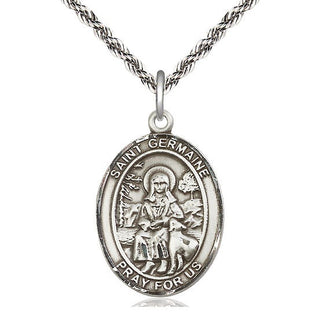 Sterling Silver Saint Germaine Cousin Medal Catholic Jewelry Engraved Catholic Saint Jewelry