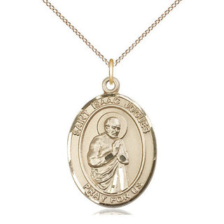 14kt Gold Filled Saint Isaac Jogues Medal Catholic Jewelry Engraved Catholic Saint Jewelry