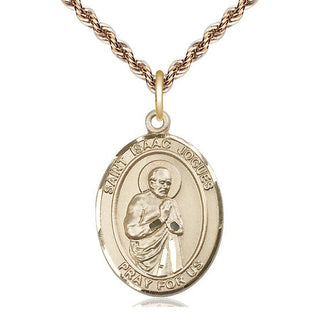 14kt Gold Filled Saint Isaac Jogues Medal Catholic Jewelry Engraved Catholic Saint Jewelry