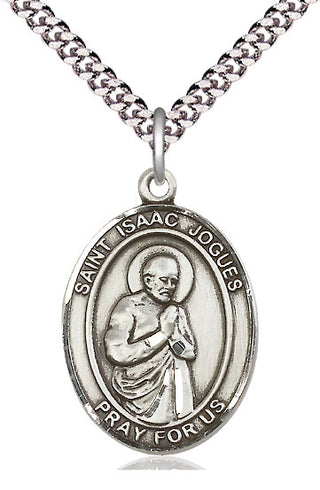Sterling Silver Saint Isaac Jogues Medal Catholic Jewelry Engraved Catholic Saint Jewelry