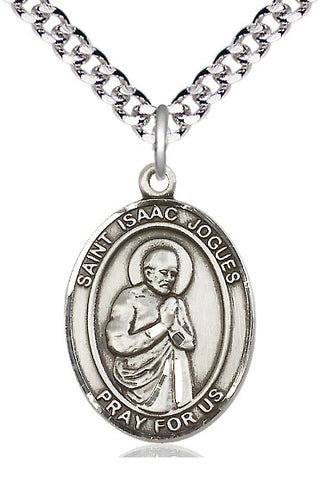 Sterling Silver Saint Isaac Jogues Medal Catholic Jewelry Engraved Catholic Saint Jewelry