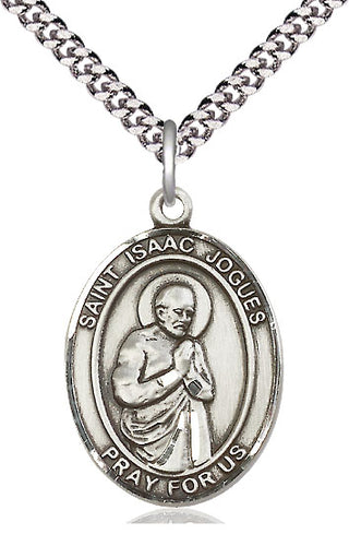 Sterling Silver Saint Isaac Jogues Medal Catholic Jewelry Engraved Catholic Saint Jewelry