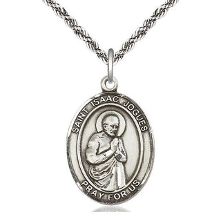 Sterling Silver Saint Isaac Jogues Medal Catholic Jewelry Engraved Catholic Saint Jewelry