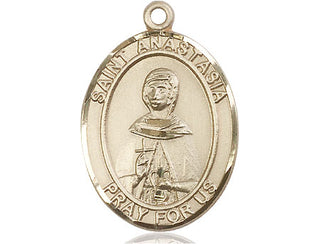 14kt Gold Filled Saint Anastasia Medal Engraved Catholic Saint Jewelry