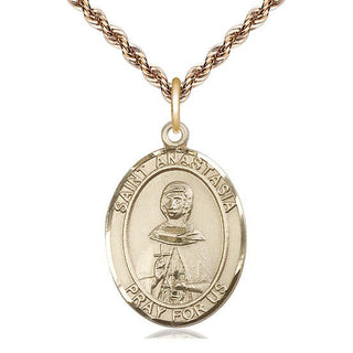 14kt Gold Filled Saint Anastasia Medal Catholic Jewelry Engraved Catholic Saint Jewelry