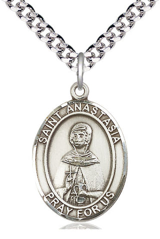 Pewter Saint Anastasia Medal Catholic Jewelry Engraved Catholic Saint Jewelry