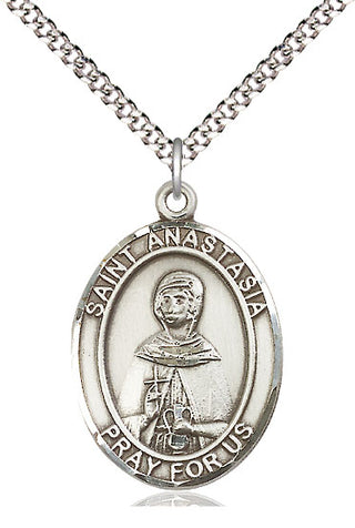 Pewter Saint Anastasia Medal Catholic Jewelry Engraved Catholic Saint Jewelry