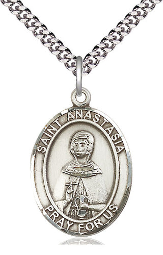 Pewter Saint Anastasia Medal Catholic Jewelry Engraved Catholic Saint Jewelry