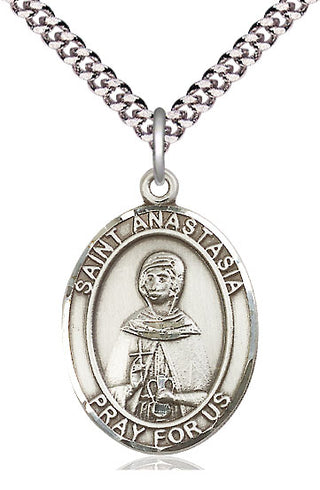 Sterling Silver Saint Anastasia Medal Catholic Jewelry Engraved Catholic Saint Jewelry