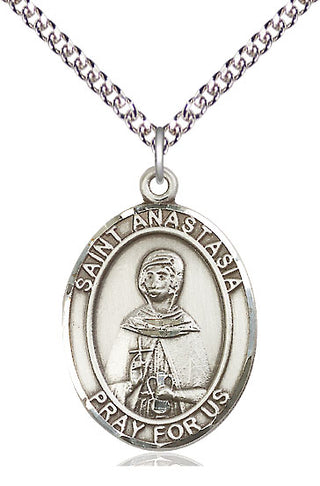 Sterling Silver Saint Anastasia Medal Catholic Jewelry Engraved Catholic Saint Jewelry