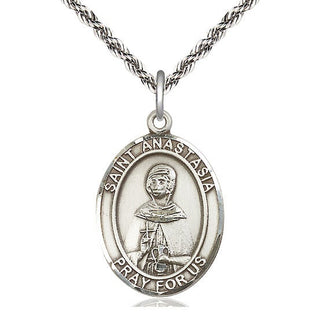 Sterling Silver Saint Anastasia Medal Catholic Jewelry Engraved Catholic Saint Jewelry