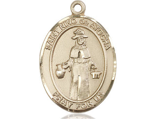 14kt Gold Filled Nino de Atocha Medal Engraved Catholic Saint Jewelry