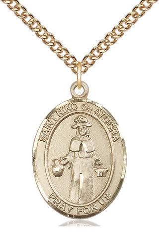 14kt Gold Filled Nino de Atocha Medal Catholic Jewelry Engraved Catholic Saint Jewelry