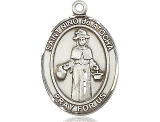 Pewter Nino de Atocha Medal Engraved Catholic Saint Jewelry