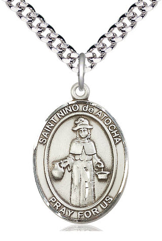 Pewter Nino de Atocha Medal Catholic Jewelry Engraved Catholic Saint Jewelry