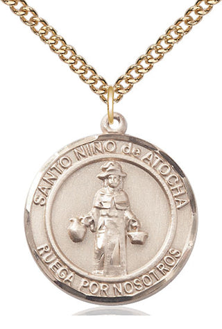 14kt Gold Filled Nino de Atocha Medal Catholic Jewelry Engraved Catholic Saint Jewelry