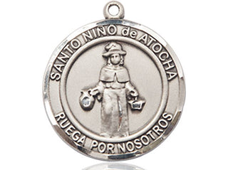 Sterling Silver Nino de Atocha Medal Engraved Catholic Saint Jewelry