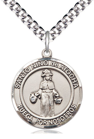 Sterling Silver Nino de Atocha Medal Catholic Jewelry Engraved Catholic Saint Jewelry