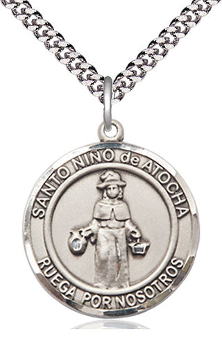 Sterling Silver Nino de Atocha Medal Catholic Jewelry Engraved Catholic Saint Jewelry