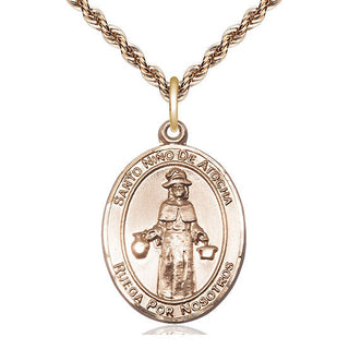 14kt Gold Filled Nino de Atocha Medal Catholic Jewelry Engraved Catholic Saint Jewelry