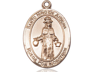 14kt Gold Nino de Atocha Medal Engraved Catholic Saint Jewelry