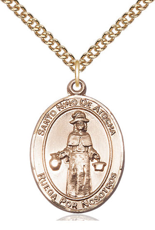 14kt Gold Nino de Atocha Medal Engraved Catholic Saint Jewelry