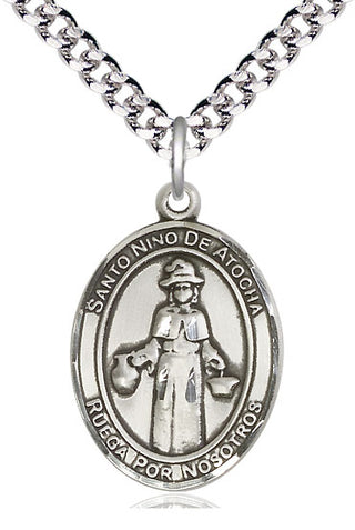 Pewter Nino de Atocha Medal Catholic Jewelry Engraved Catholic Saint Jewelry
