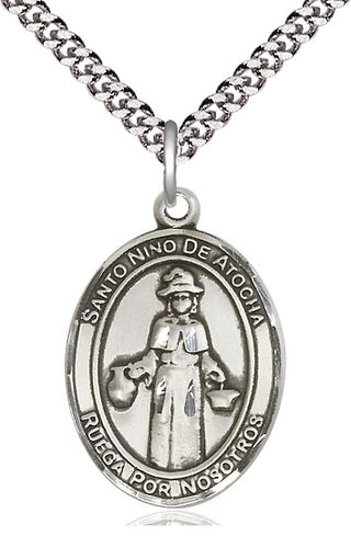 Sterling Silver Nino de Atocha Medal Catholic Jewelry Engraved Catholic Saint Jewelry