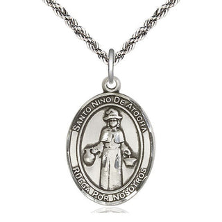 Sterling Silver Nino de Atocha Medal Catholic Jewelry Engraved Catholic Saint Jewelry