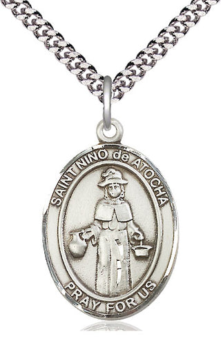 Sterling Silver Nino de Atocha Medal Catholic Jewelry Engraved Catholic Saint Jewelry