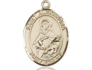14kt Gold Filled Saint Alexandra Medal Engraved Catholic Saint Jewelry