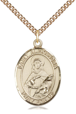 14kt Gold Filled Saint Alexandra Medal Catholic Jewelry Engraved Catholic Saint Jewelry