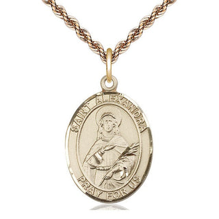 14kt Gold Filled Saint Alexandra Medal Catholic Jewelry Engraved Catholic Saint Jewelry