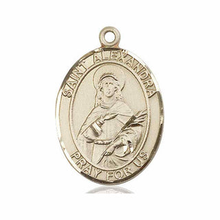 14kt Gold Saint Alexandra Medal Engraved Catholic Saint Jewelry