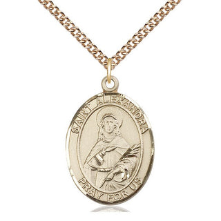 14kt Gold Saint Alexandra Medal Engraved Catholic Saint Jewelry