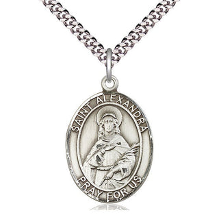 Pewter Saint Alexandra Medal Catholic Jewelry Engraved Catholic Saint Jewelry