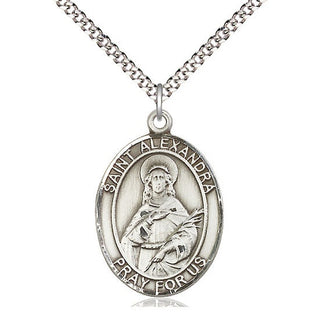 Pewter Saint Alexandra Medal Catholic Jewelry Engraved Catholic Saint Jewelry