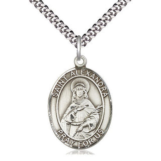 Pewter Saint Alexandra Medal Catholic Jewelry Engraved Catholic Saint Jewelry