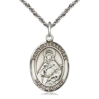 Sterling Silver Saint Alexandra Medal Catholic Jewelry Engraved Catholic Saint Jewelry