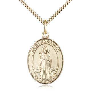 14kt Gold Filled Saint Barnabas Medal Catholic Jewelry Engraved Catholic Saint Jewelry