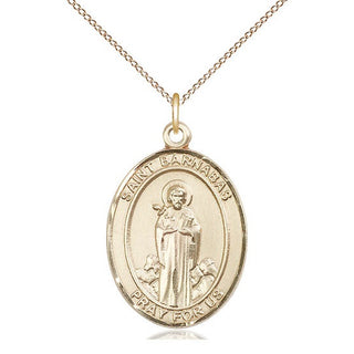 14kt Gold Filled Saint Barnabas Medal Catholic Jewelry Engraved Catholic Saint Jewelry