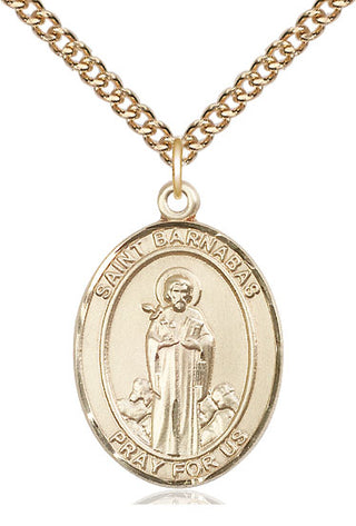 14kt Gold Filled Saint Barnabas Medal Catholic Jewelry Engraved Catholic Saint Jewelry