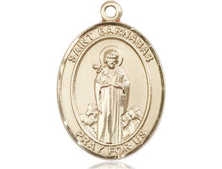 14kt Gold Saint Barnabas Medal Engraved Catholic Saint Jewelry