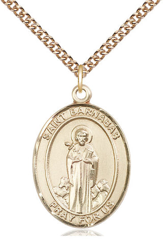 14kt Gold Saint Barnabas Medal Engraved Catholic Saint Jewelry