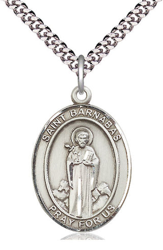 Sterling Silver Saint Barnabas Medal Catholic Jewelry Engraved Catholic Saint Jewelry