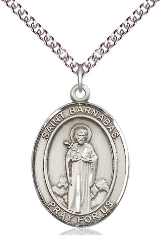 Sterling Silver Saint Barnabas Medal Catholic Jewelry Engraved Catholic Saint Jewelry