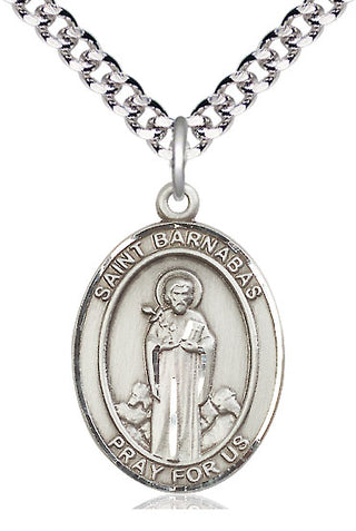 Sterling Silver Saint Barnabas Medal Catholic Jewelry Engraved Catholic Saint Jewelry