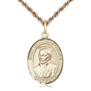 14kt Gold Filled Saint Ignatius of Loyola Medal Catholic Jewelry Engraved Catholic Saint Jewelry